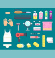 bath equipment icons modern shower colorful vector image
