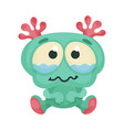 cute monster sitting with his eyes full tears vector image
