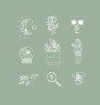 hand made floral icons nature green vector image