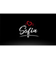 sofia city hand written text with red heart logo vector image