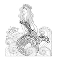 fantastic mermaid in sea waves with a goldfish vector image