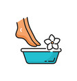 pedicure female feet in spa bath bowl and flower vector image vector image
