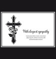 Funeral card with gothic medieval cross and roses Vector Image