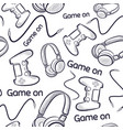 geek seamless pattern with gamepads and headphones vector image