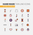 hand made sewing linear thin line icons set vector image