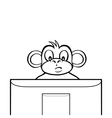 black and white monkey behind screen vector image