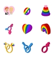 gays and lesbians icons set cartoon style vector image