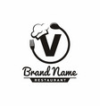 letter v restaurant food logo design vector image vector image
