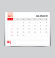 monthly calendar template for 2023 year- october vector image