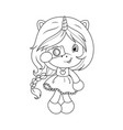 cute baby unicorn with camera coloring page vector image vector image