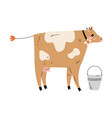 spotted cow and bucket milk agriculture dairy vector image