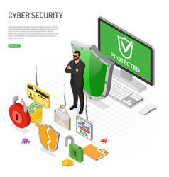 Cyber security isometric concept Royalty Free Vector Image
