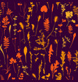 seamless pattern with leaves silhouettes vector image