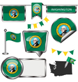 glossy icons with washingtonian flag vector image