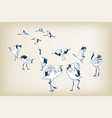 dance crane bird sketch japanese birds vector image