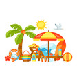 background with summer and beach objects vector image