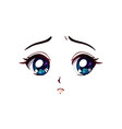 sad anime face manga style big blue eyes vector image