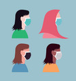 women in every race wearing mask for protection vector image vector image