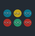 black glasses icons set on white background vector image