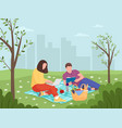 young man and woman are resting in nature rest vector image