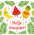 funny tropical fruits on the summer party vector image