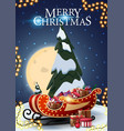 merry christmas vertical postcard with cartoon vector image vector image