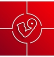 modern white circle icon on red background vector image vector image