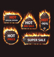 flame hot sale labels burning discount stickers vector image