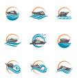 speedboat and yacht icons vector image