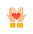 hands holding red heart sign vector image