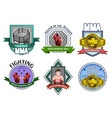 mma fighting emblems labels set vector image vector image