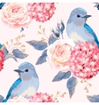seamless vintage flowers and birds vector image vector image