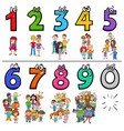 educational cartoon numbers collection vector image vector image