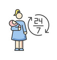 full time babysitter rgb color icon 24 7 help vector image vector image