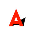 red letter a with black shadow like arrow up logo vector image