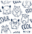 cute monsters and lettering seamless pattern vector image