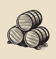 three barrels wine alcohol vintage vector image vector image