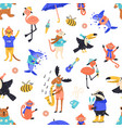 cartoon funny creatures seamless pattern vector image vector image