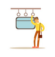 young man sleeping in the train vector image