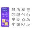 green energy line icons set vector image