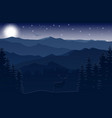mountain landscape with deer and forest at night vector image