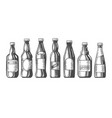beer bottles sketch icons set vector image vector image