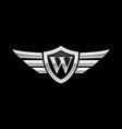 shield initial letter w wing icon logo vector image