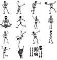 set funny skeletons silhouette vector image