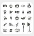 camera icons and accessories icons set vector image vector image