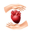hands holding heart healthcare concept symbol vector image