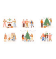 friends christmas prepare family winter holiday vector image vector image
