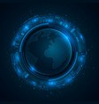 futuristic planet earth in abstract circular hud vector image