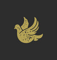 minimalist flying pigeon with raised wings grunge vector image