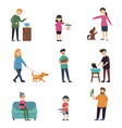colorful people and pets collection vector image